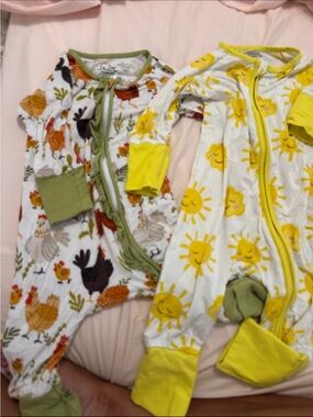 2-Pack Baby bamboo convertible Pjs - Yellow Sun & Farm Print